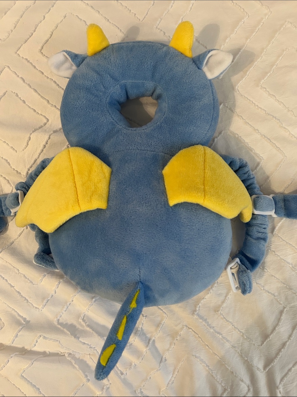 Blue & Yellow Plush Dragon Head Protector Backpack for Kids